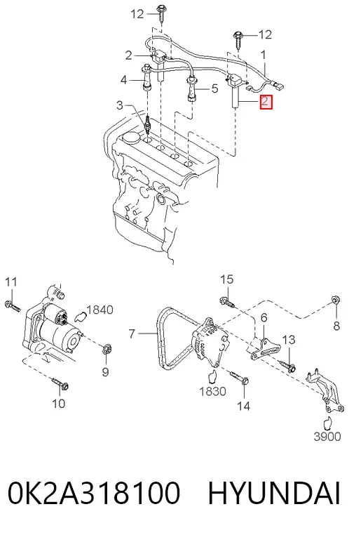 Котушка запалювання 0K2A318100 Hyundai/Kia