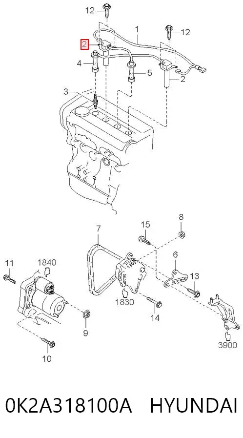 Котушка запалювання 0K2A318100A Hyundai/Kia