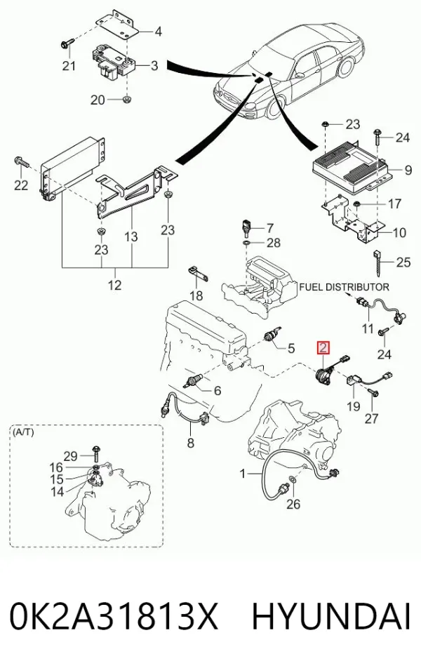 Датчик распредвалу 0K2A31813X Hyundai/Kia