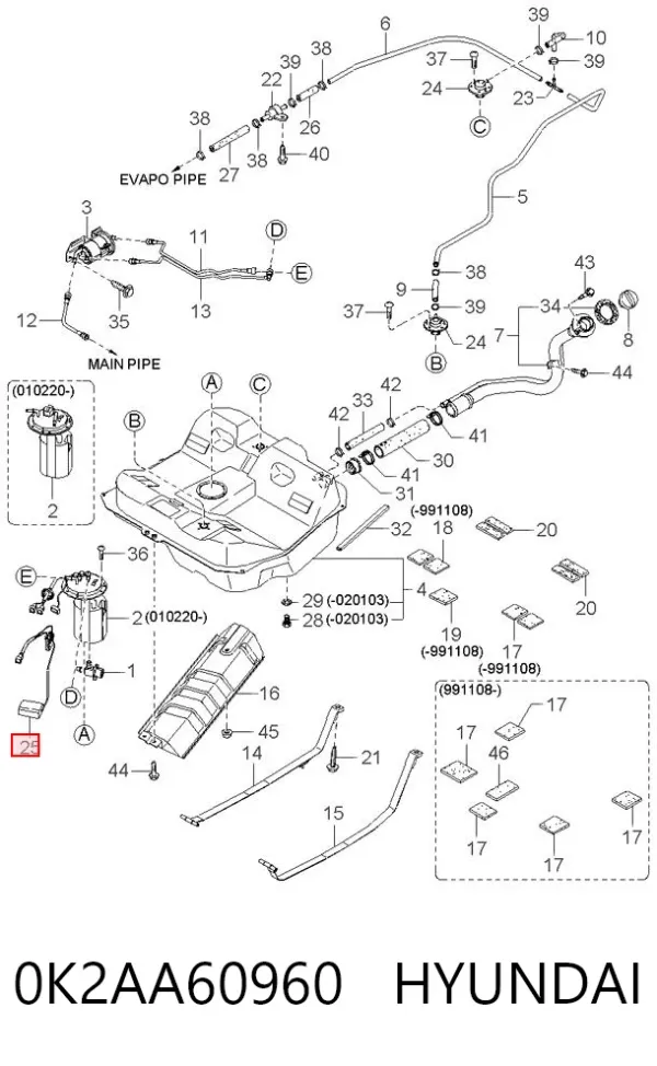 Датчик рівня палива 0K2AA60960 Hyundai/Kia