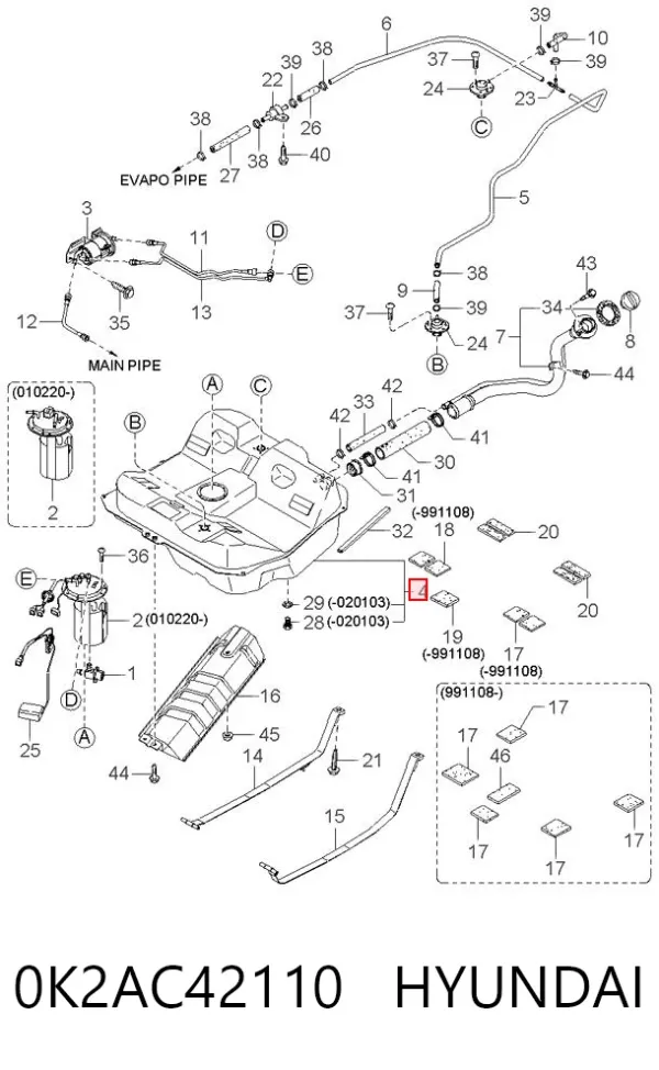 Паливний бак 0K2AC42110 Hyundai/Kia