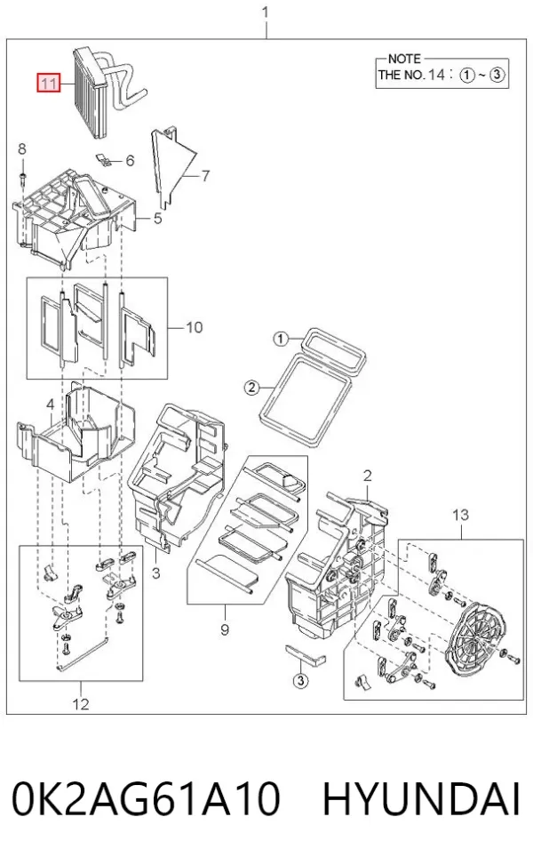 Радіатор пічки 0K2AG61A10 Hyundai/Kia