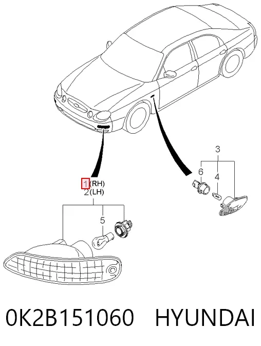 Вказівник повороту правий 0K2B151060 Hyundai/Kia
