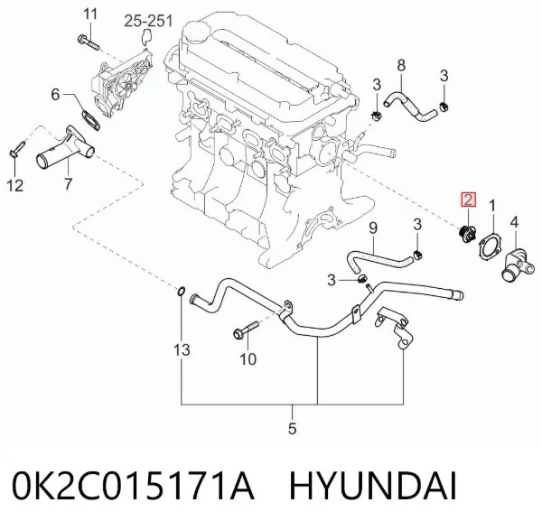 Термостат 0K2C015171A Hyundai/Kia