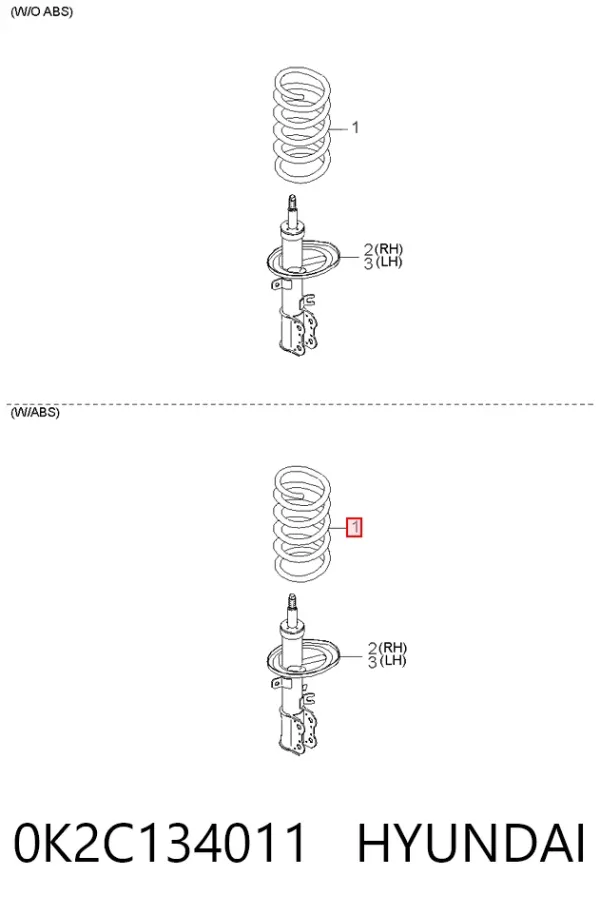 Пружина передня 0K2C134011 Hyundai/Kia
