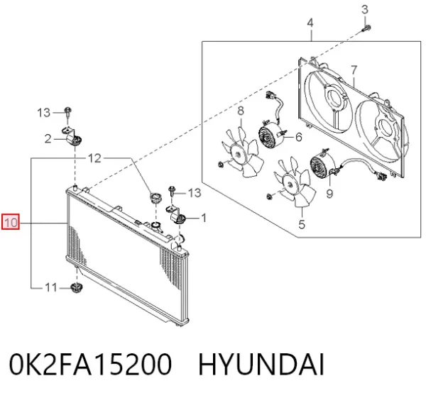 Радіатор 0K2FA15200 Hyundai/Kia