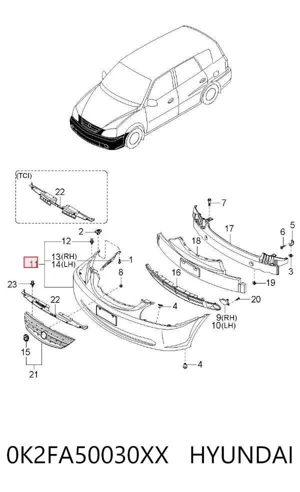 Передній бампер KIA Carens I