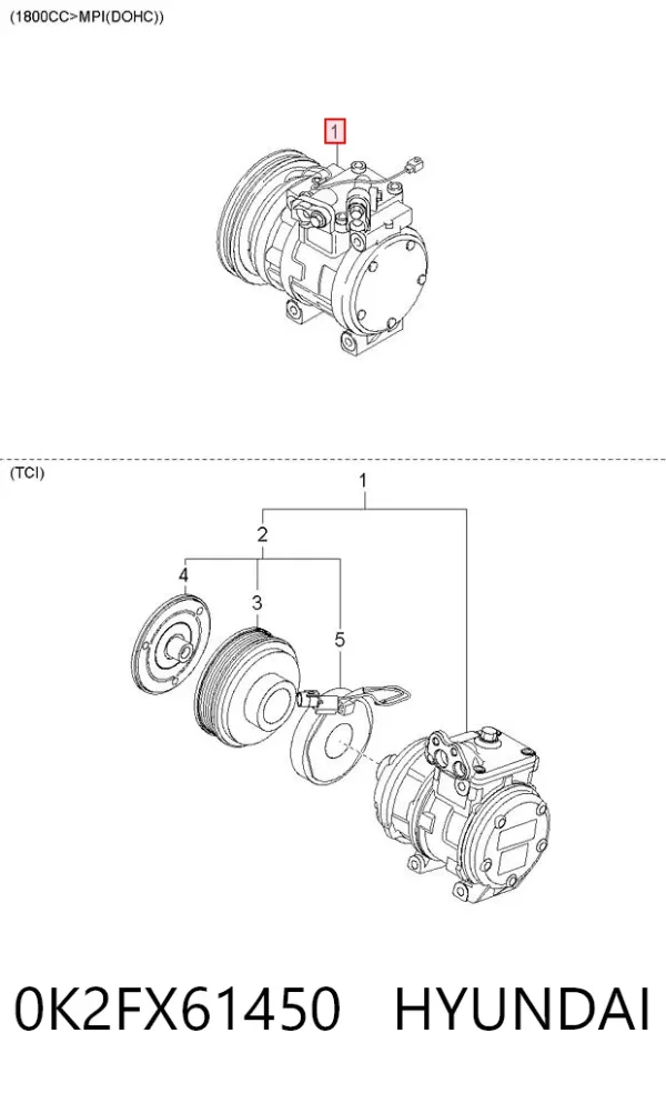 Компресор кондиціонера 0K2FX61450 Hyundai/Kia