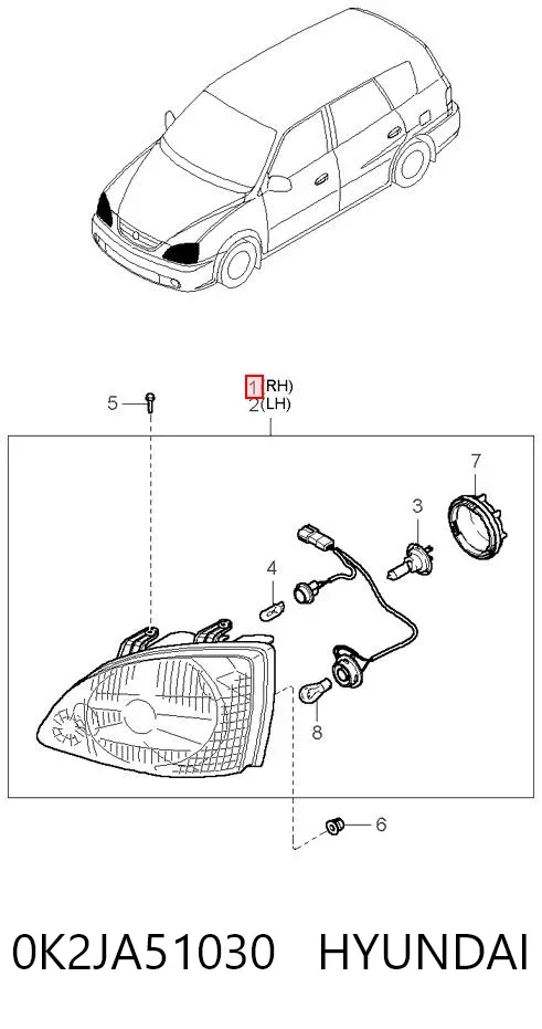 Фара права KIA Carens I