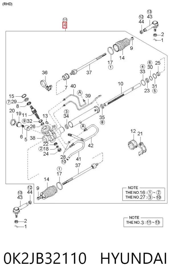 Рульова рейка 0K2JB32110 Hyundai/Kia