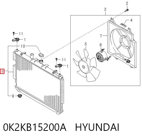 Радіатор 0K2KB15200A Hyundai/Kia