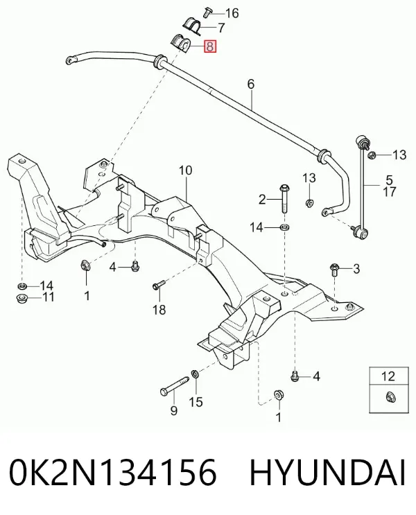Втулка переднього стабілізатора 0K2N134156 Hyundai/Kia