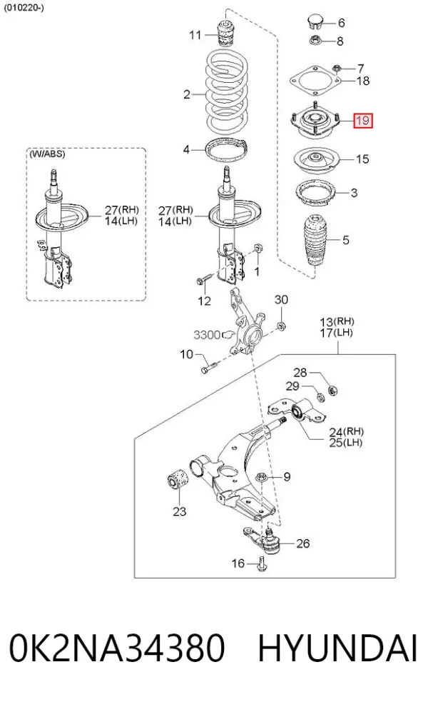 Опора амортизатора переднього 0K2NA34380 Hyundai/Kia