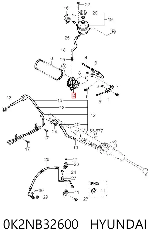 Насос ГУР 0K2NB32600 Hyundai/Kia