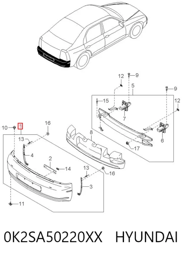 Задній бампер KIA Shuma II