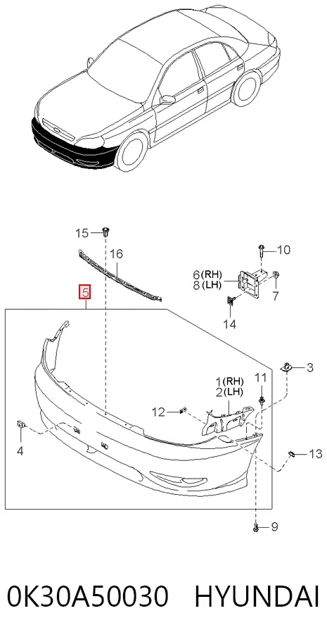 Передній бампер 0K30A50030 Hyundai/Kia