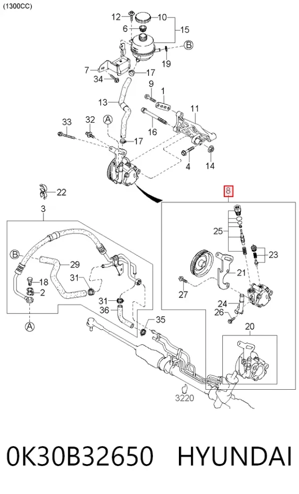 Насос ГУР 0K30B32650 Hyundai/Kia