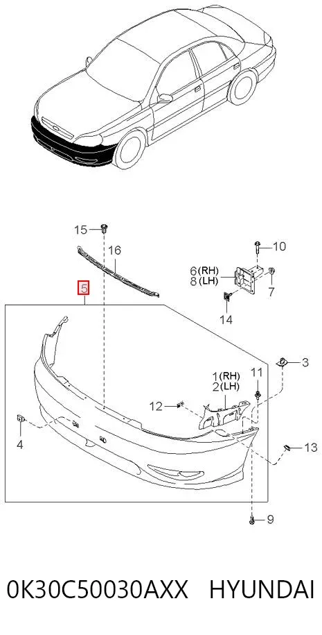 Передній бампер 0K30C50030AXX Hyundai/Kia