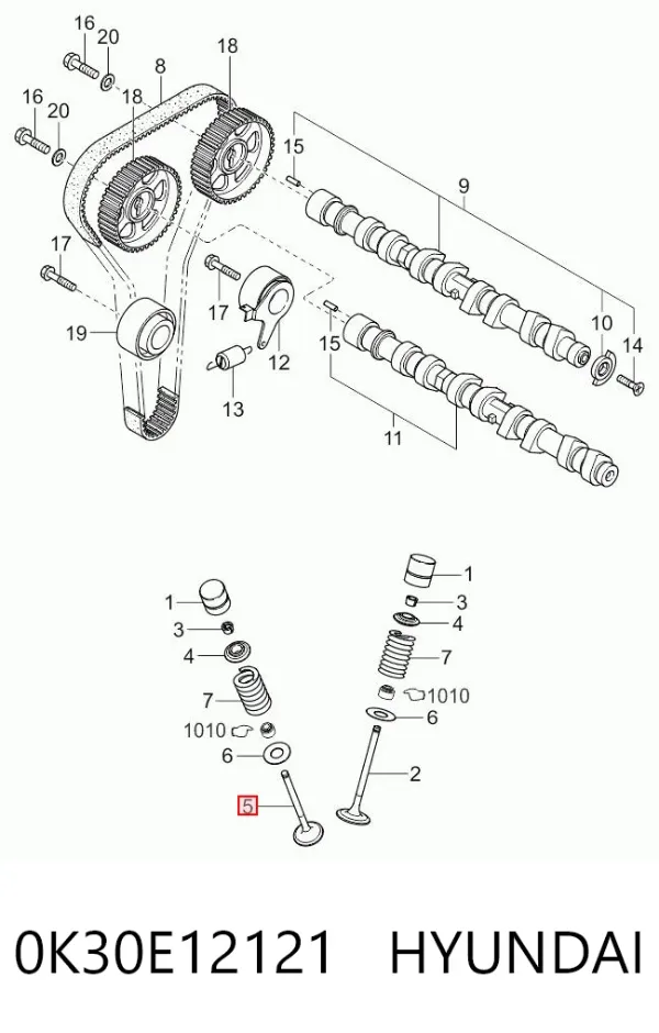 Клапан випускний 0K30E12121 Hyundai/Kia