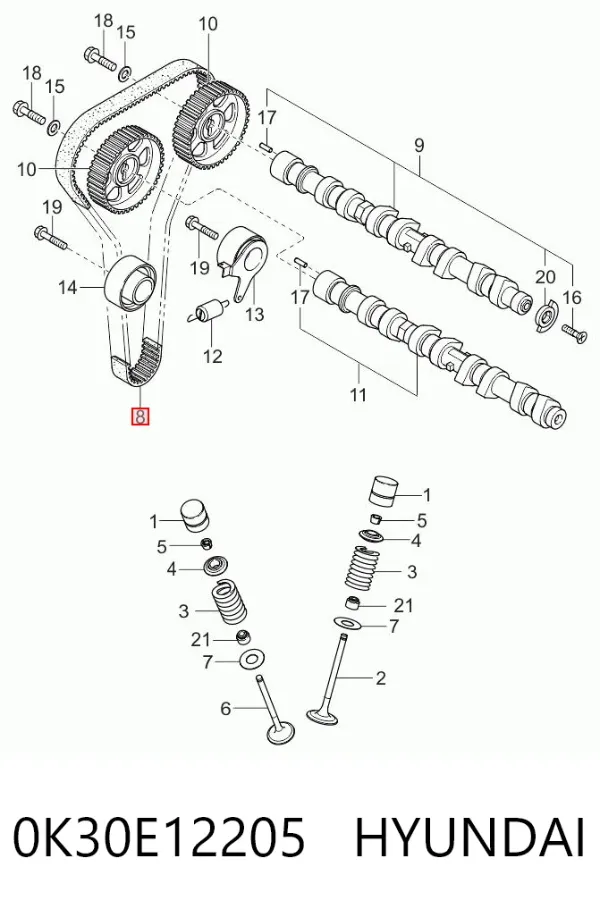 Ремінь ГРМ 0K30E12205 Hyundai/Kia