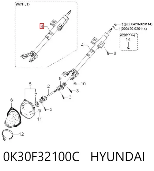 Рульова колонка 0K30F32100C Hyundai/Kia