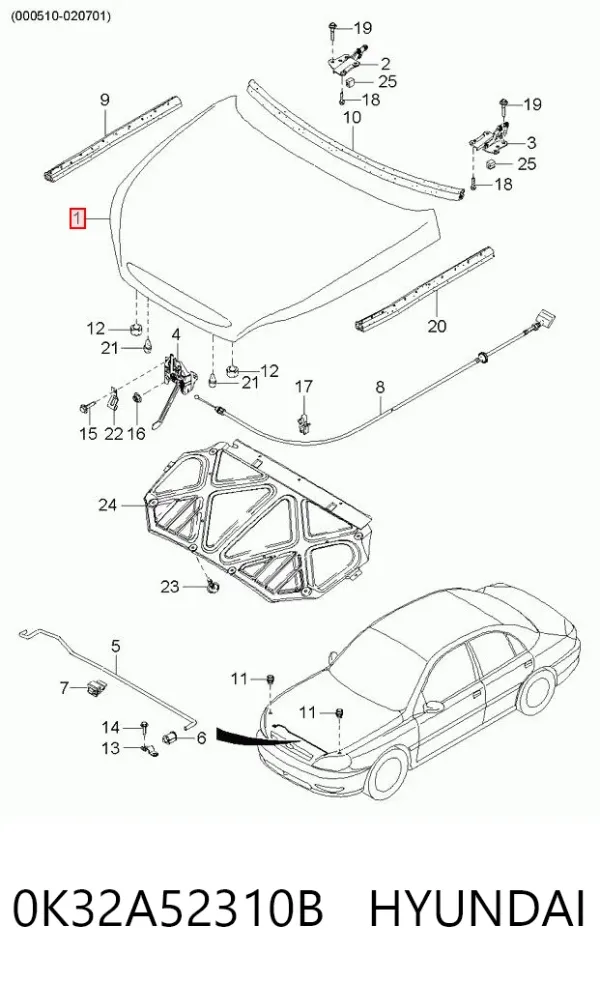 Капот 0K32A52310B Hyundai/Kia