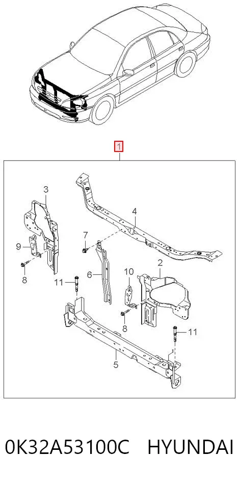 Рамка радіатора 0K32A53100C Hyundai/Kia