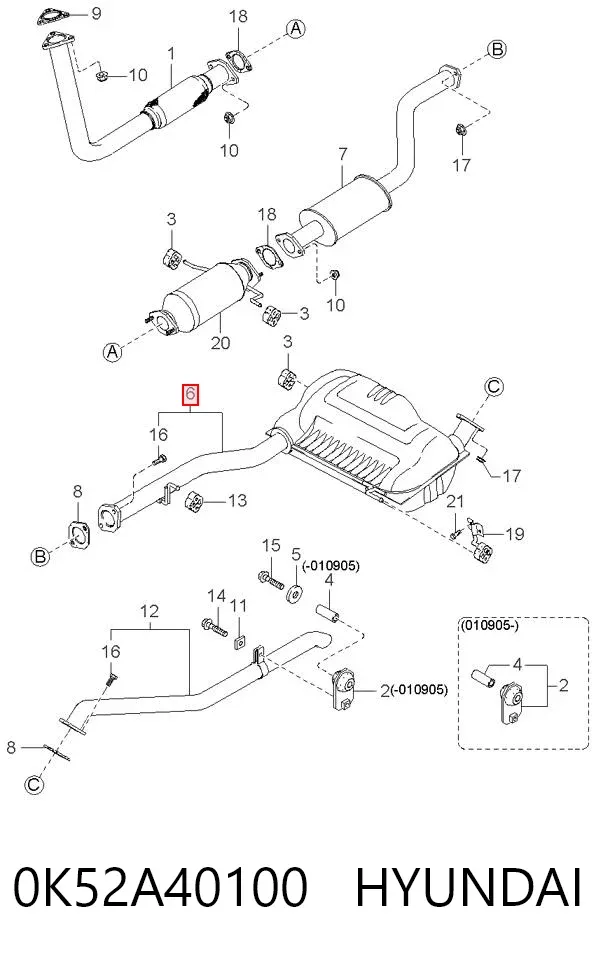 Глушник, задня частина 0K52A40100 Hyundai/Kia