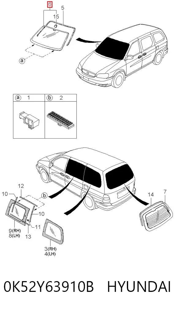 Лобове скло 0K52Y63910B Hyundai/Kia