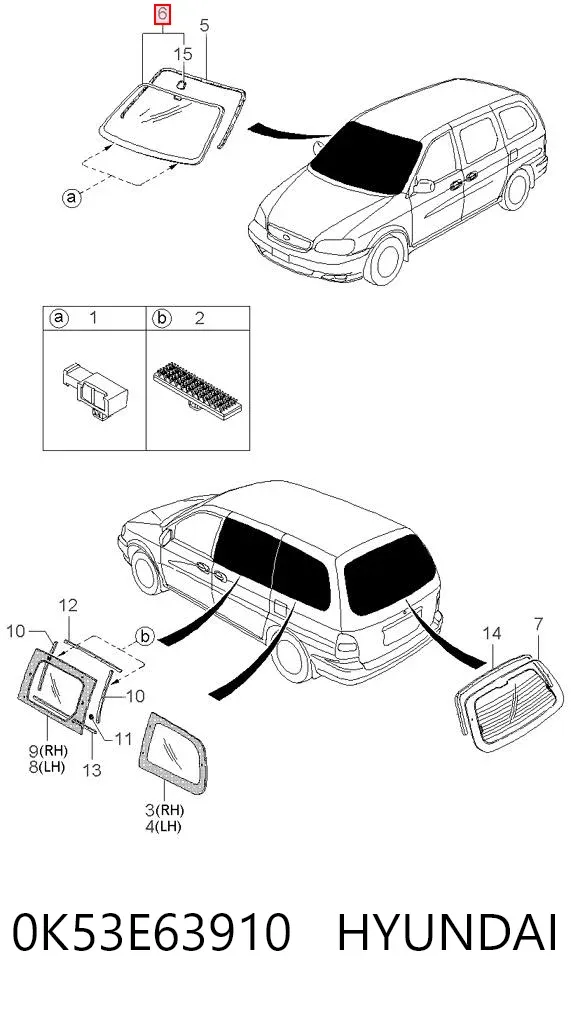 Лобове скло 0K53E63910 Hyundai/Kia