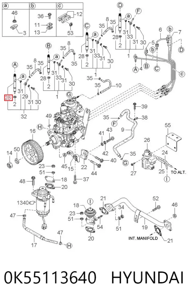 Паливні форсунки 0K55113640 Hyundai/Kia