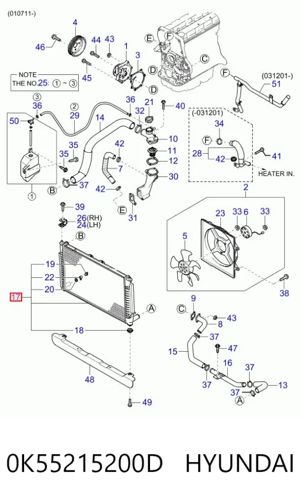 Радіатор 0K55215200D Hyundai/Kia