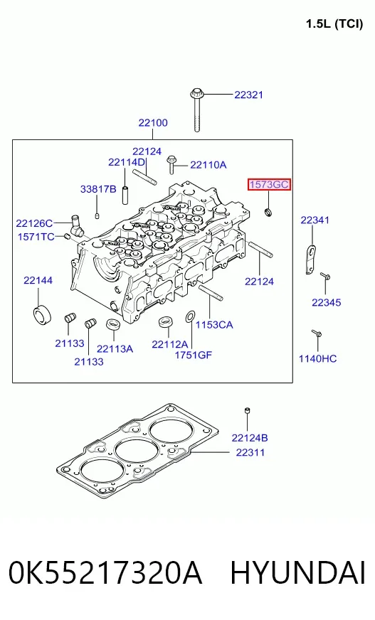Заглушка блоку циліндрів 0K55217320A Hyundai/Kia