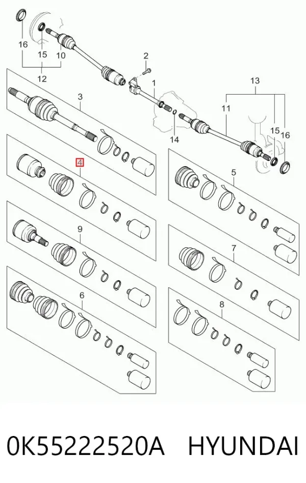 ШРУС внутрішній правий 0K55222520A Hyundai/Kia