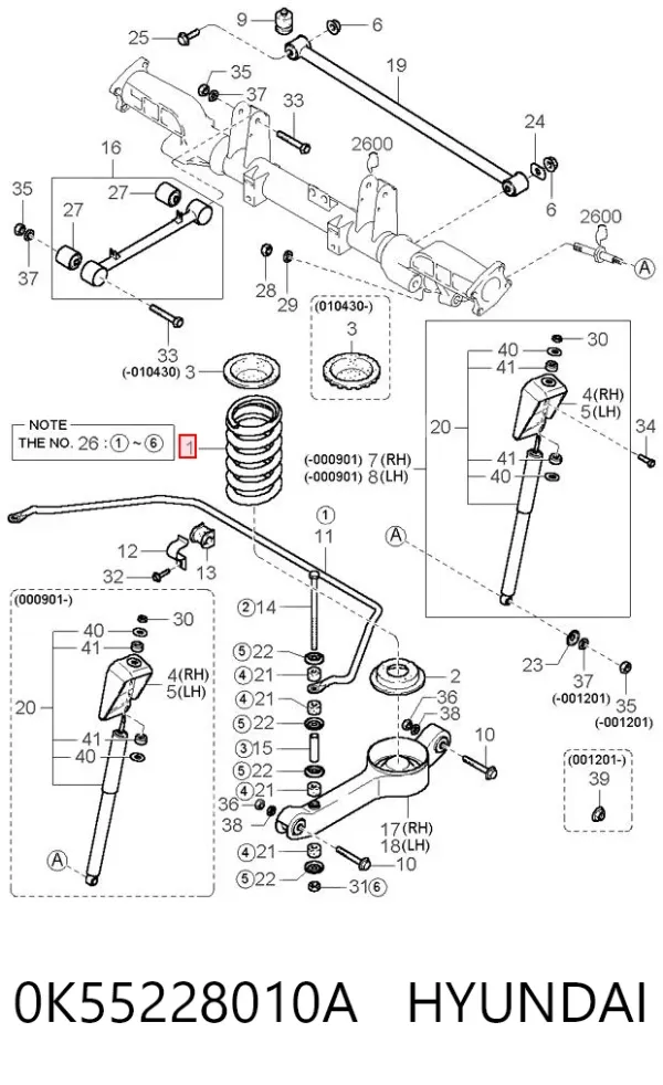 Задні пружини 0K55228010A Hyundai/Kia