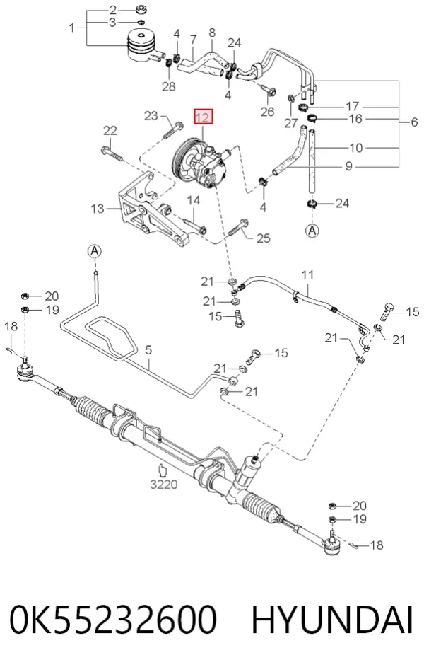 Насос ГУР 0K55232600 Hyundai/Kia