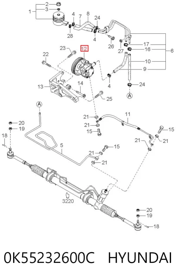 Насос ГУР 0K55232600C Hyundai/Kia