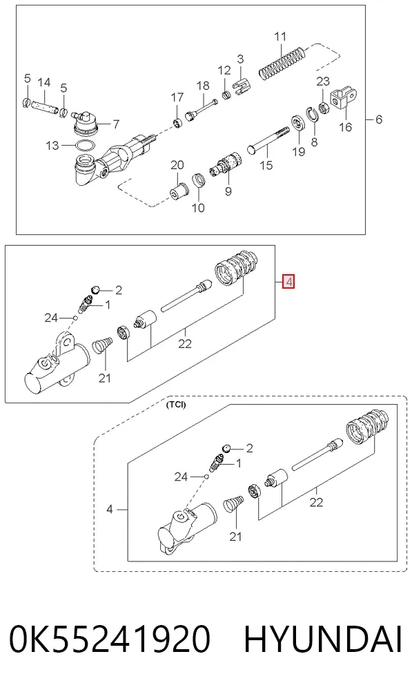Робочий циліндр зчеплення 0K55241920 Hyundai/Kia