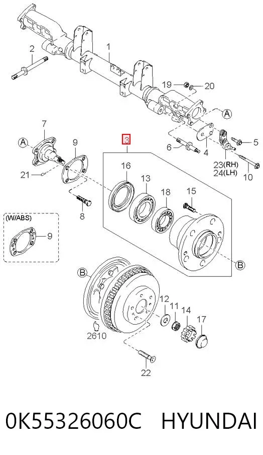 Задня маточина 0K55326060C Hyundai/Kia