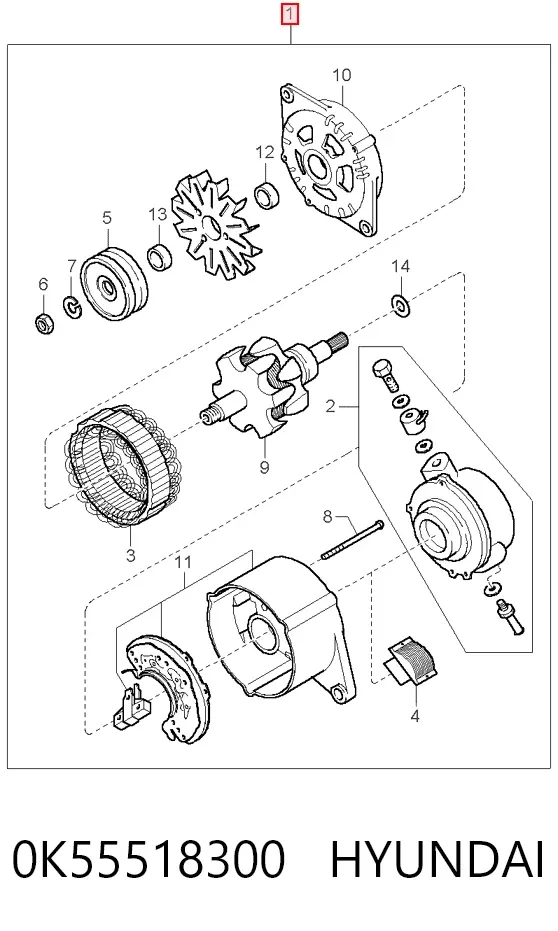 Генератор 0K55518300 Hyundai/Kia