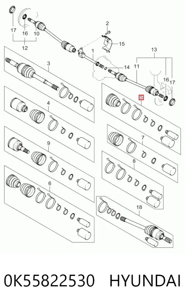 Пильник ШРУСа зовнішній 0K55822530 Hyundai/Kia