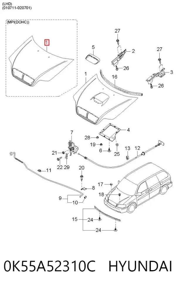 Капот 0K55A52310C Hyundai/Kia