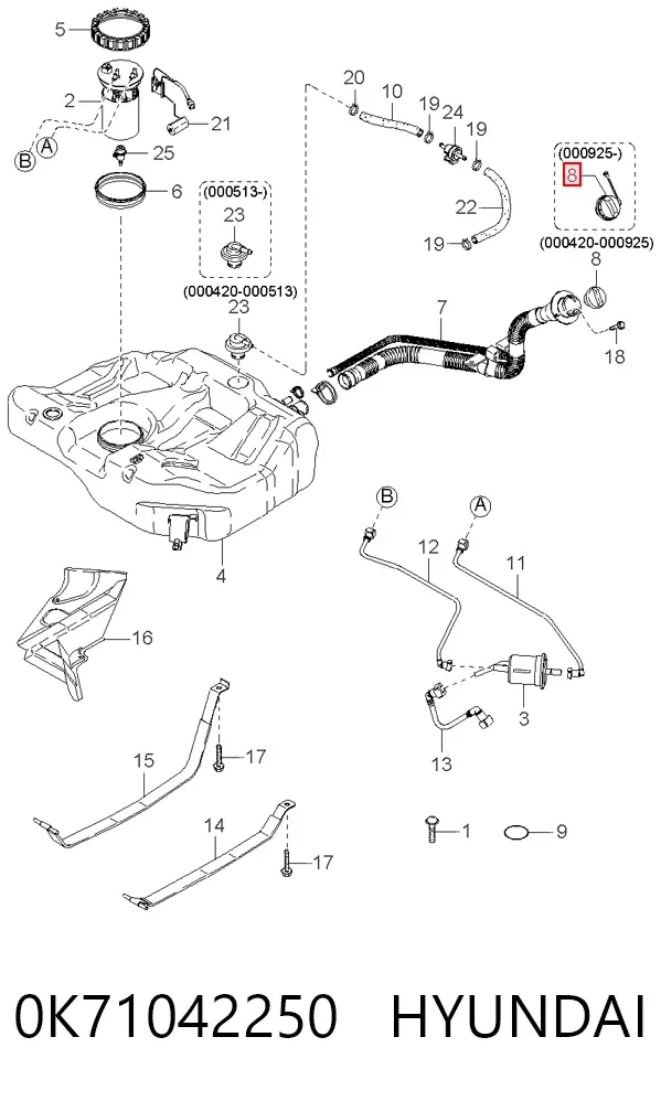 Пробка бензобаку 0K71042250 Hyundai/Kia