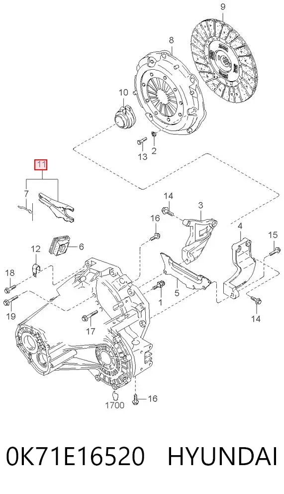 Вилка зчеплення 0K71E16520 Hyundai/Kia