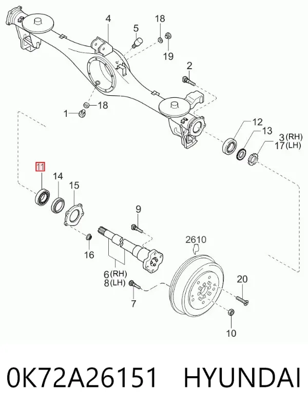 Підшипник задньої ступиці 0K72A26151 Hyundai/Kia