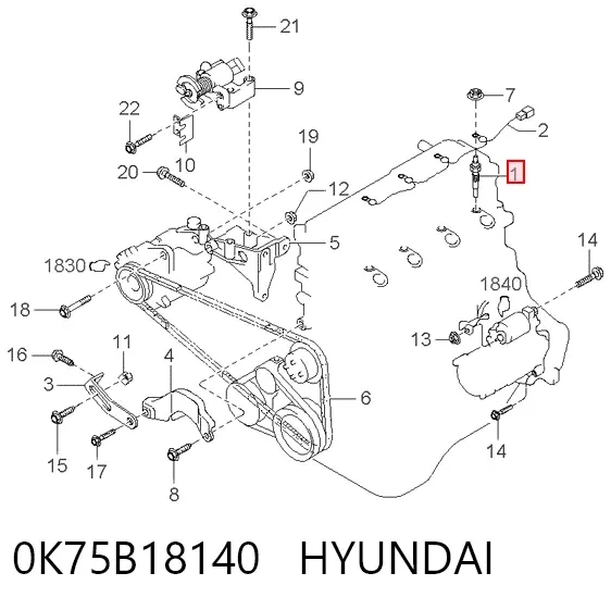 Свічка накалу 0K75B18140 Hyundai/Kia