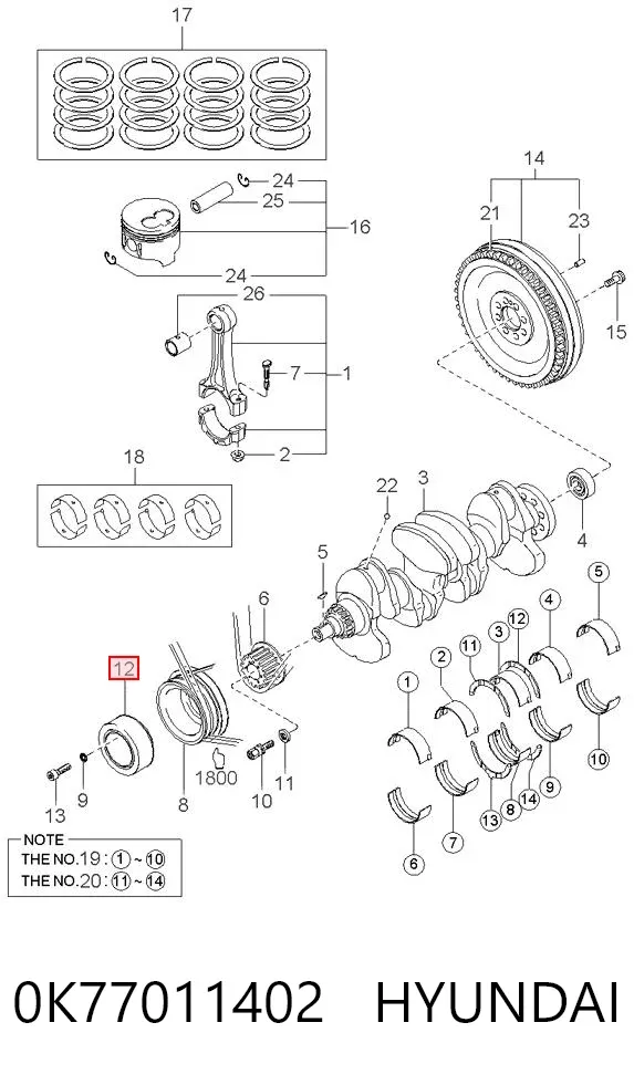 Шків колінвала 0K77011402 Hyundai/Kia