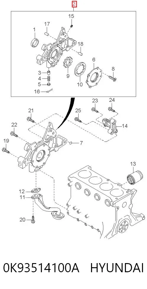Масляний насос 0K93514100A Hyundai/Kia