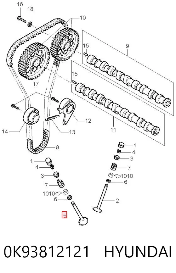 Клапан випускний 0K93812121 Hyundai/Kia