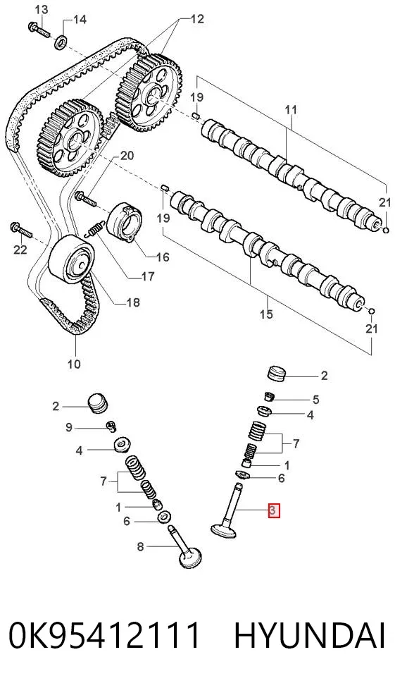 Клапан впускний 0K95412111 Hyundai/Kia